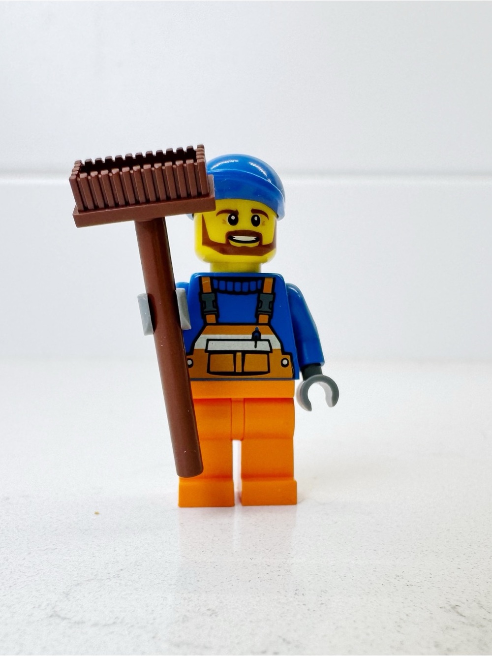 Lego Minifig - Overalls with Safety Stripe Orange - City - Town
